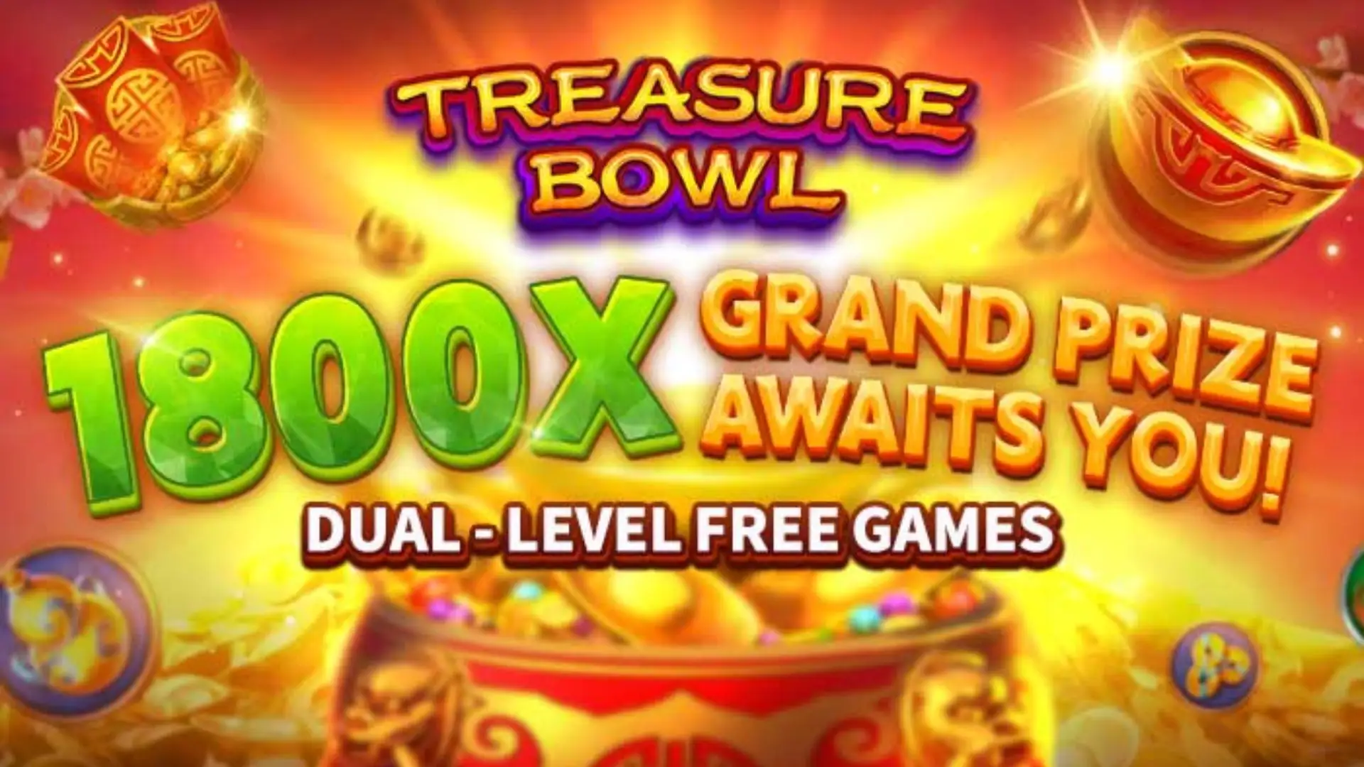 Multiplicadores Treasure Bowl eeeejogo - 7777x Máximo com Tigela Dourada